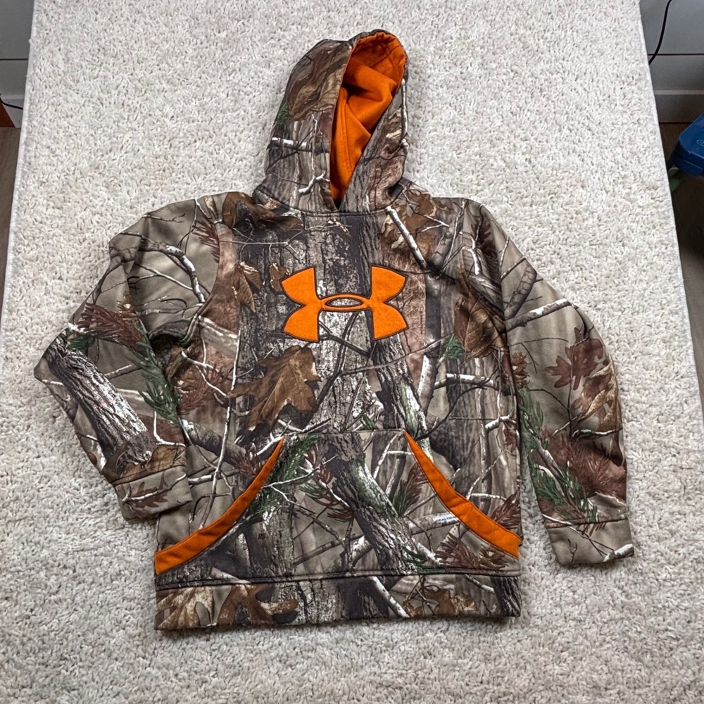 Under Armour Camo Hoodie‎ Youth YMD/YM Orange Logo Realtree